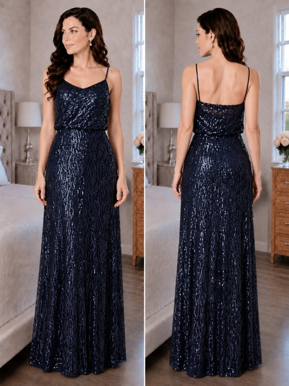 Slate & Willow Navy Blue Midnight Courtney Formal Gown $395